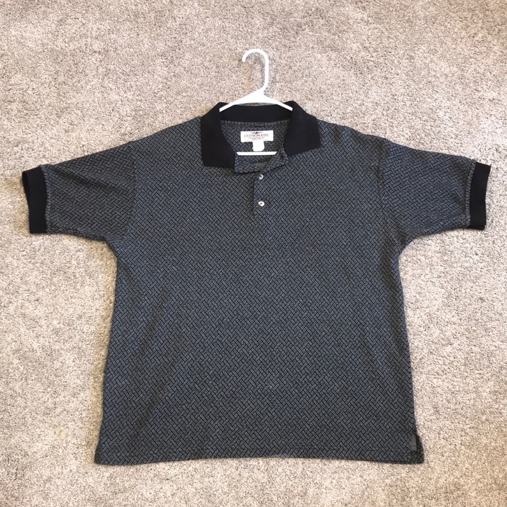 Cotton Mill Short sleeve Black pattered polo